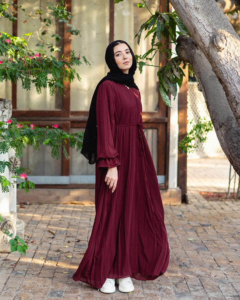 Pleated chiffon dress
