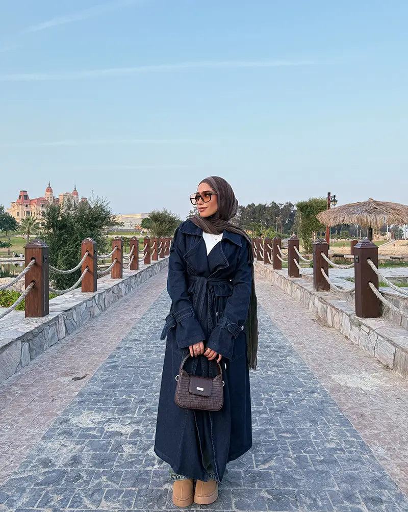 Denim trench coat
