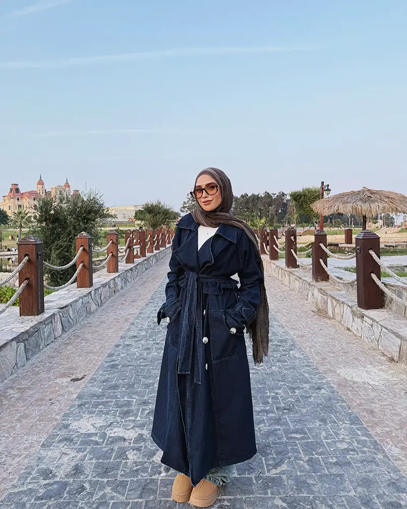 Denim trench coat