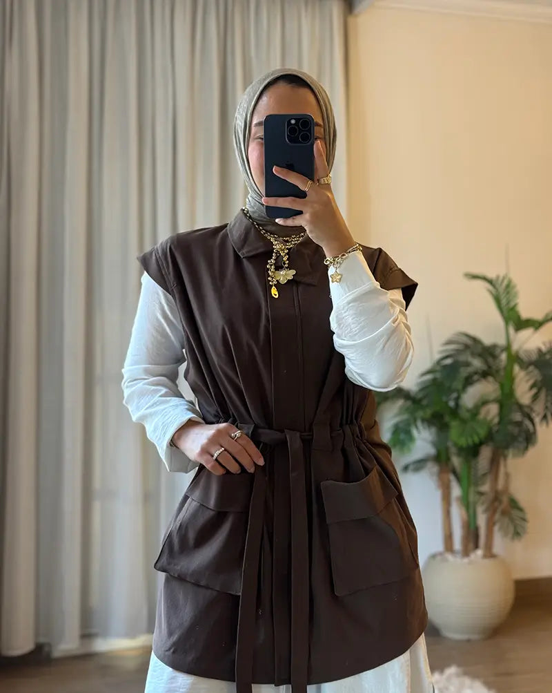 Sleeveless Gabardine Vest