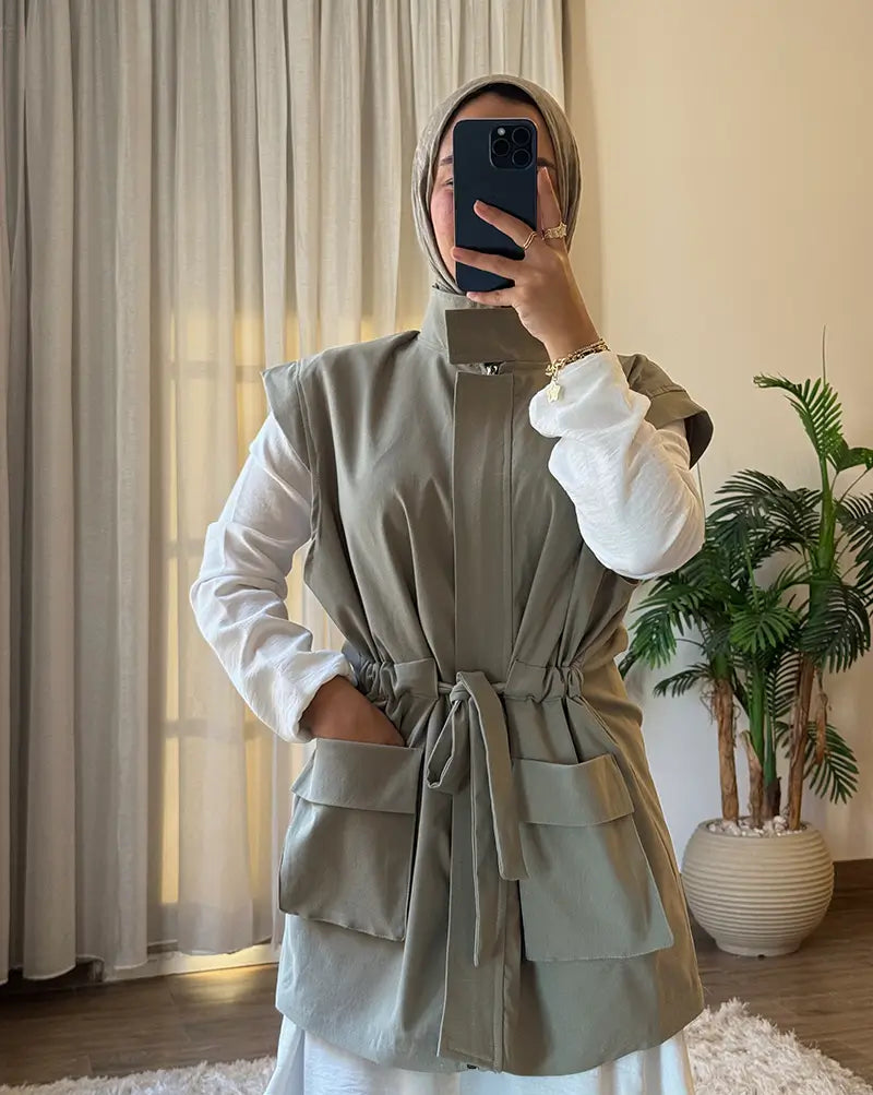 Sleeveless Gabardine Vest