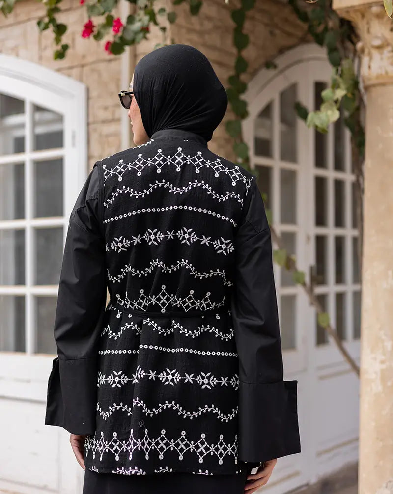 Noir Embroidered Vest