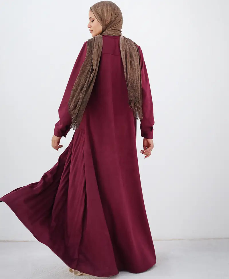 Suede Pleated Shirt Dress