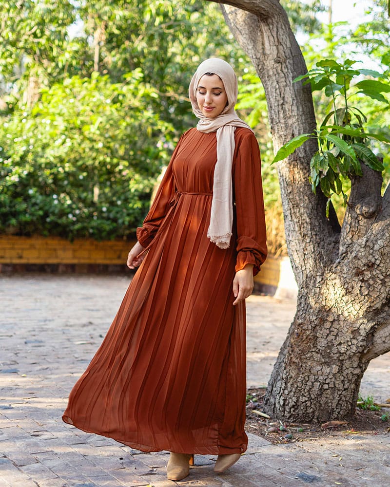 Pleated chiffon dress
