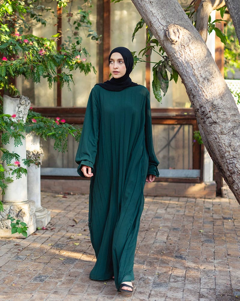 Pleated chiffon dress