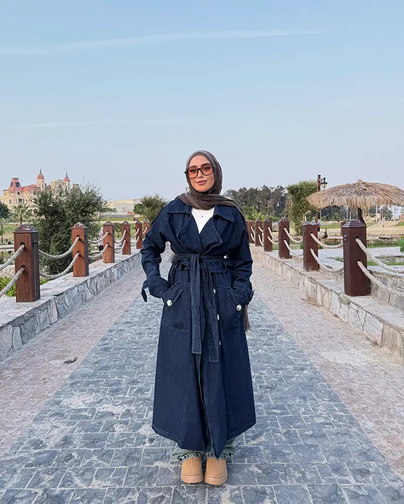 Denim trench coat