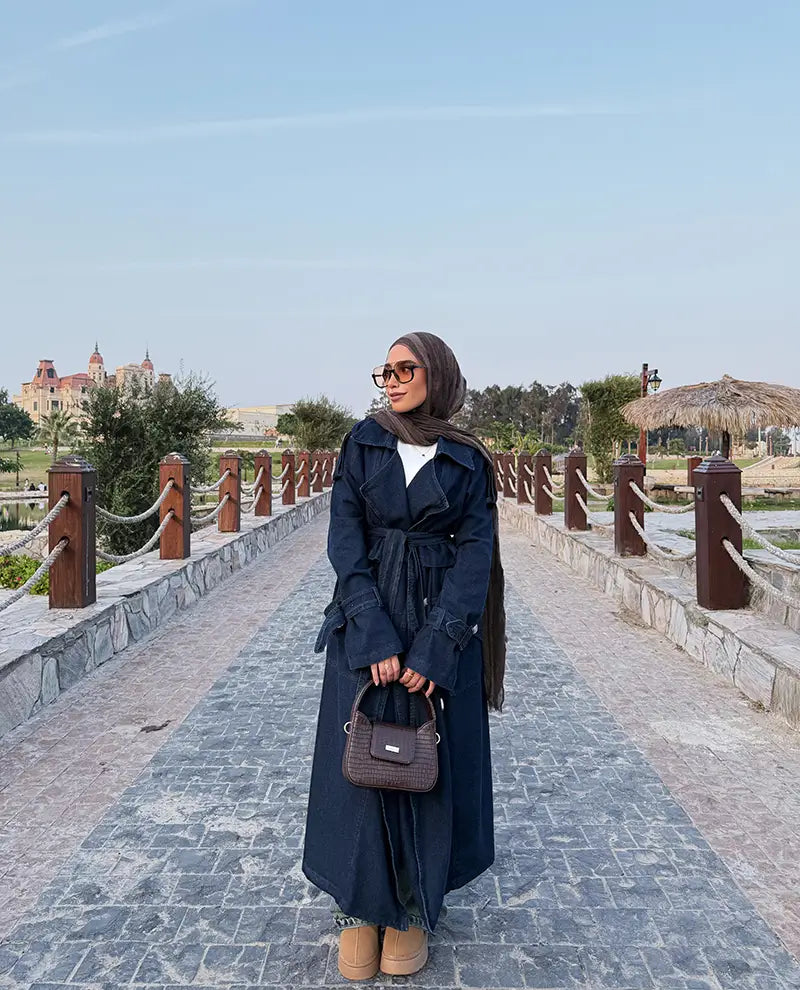 Denim trench coat