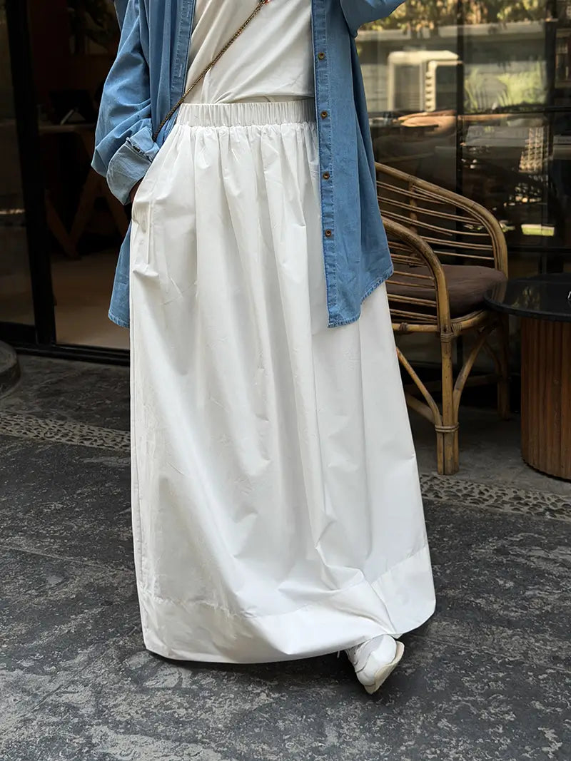 Poplin flowy skirt