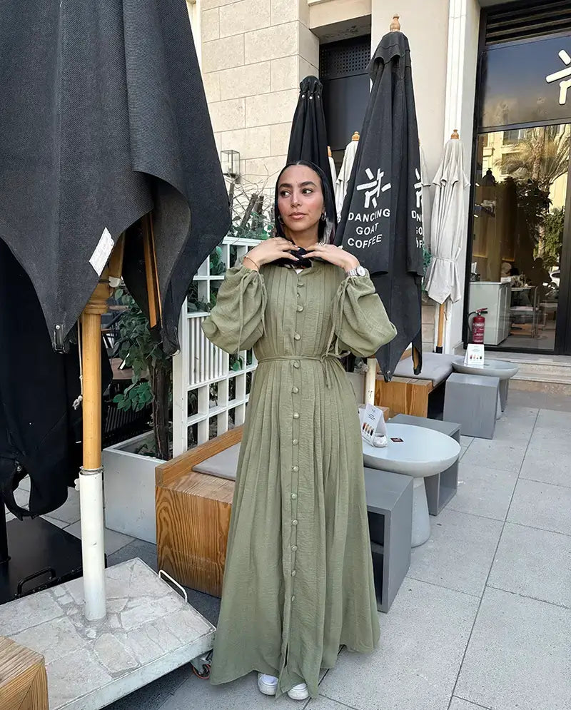 Timeless Buttoned Linen Dress