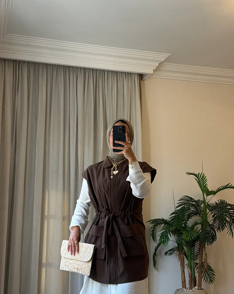 Sleeveless Gabardine Vest