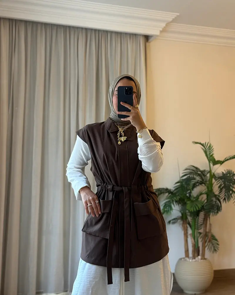 Sleeveless Gabardine Vest
