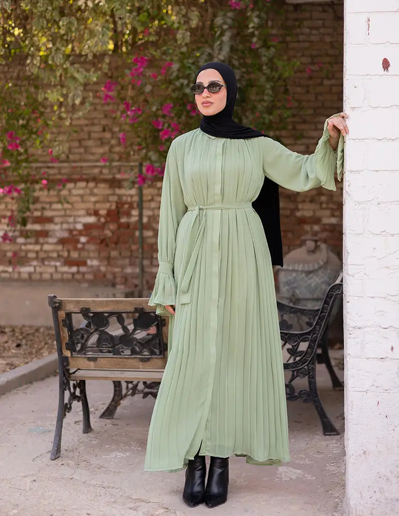 Pleated Chiffon Dress