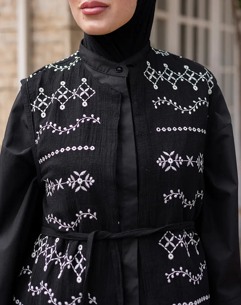 Noir Embroidered Vest